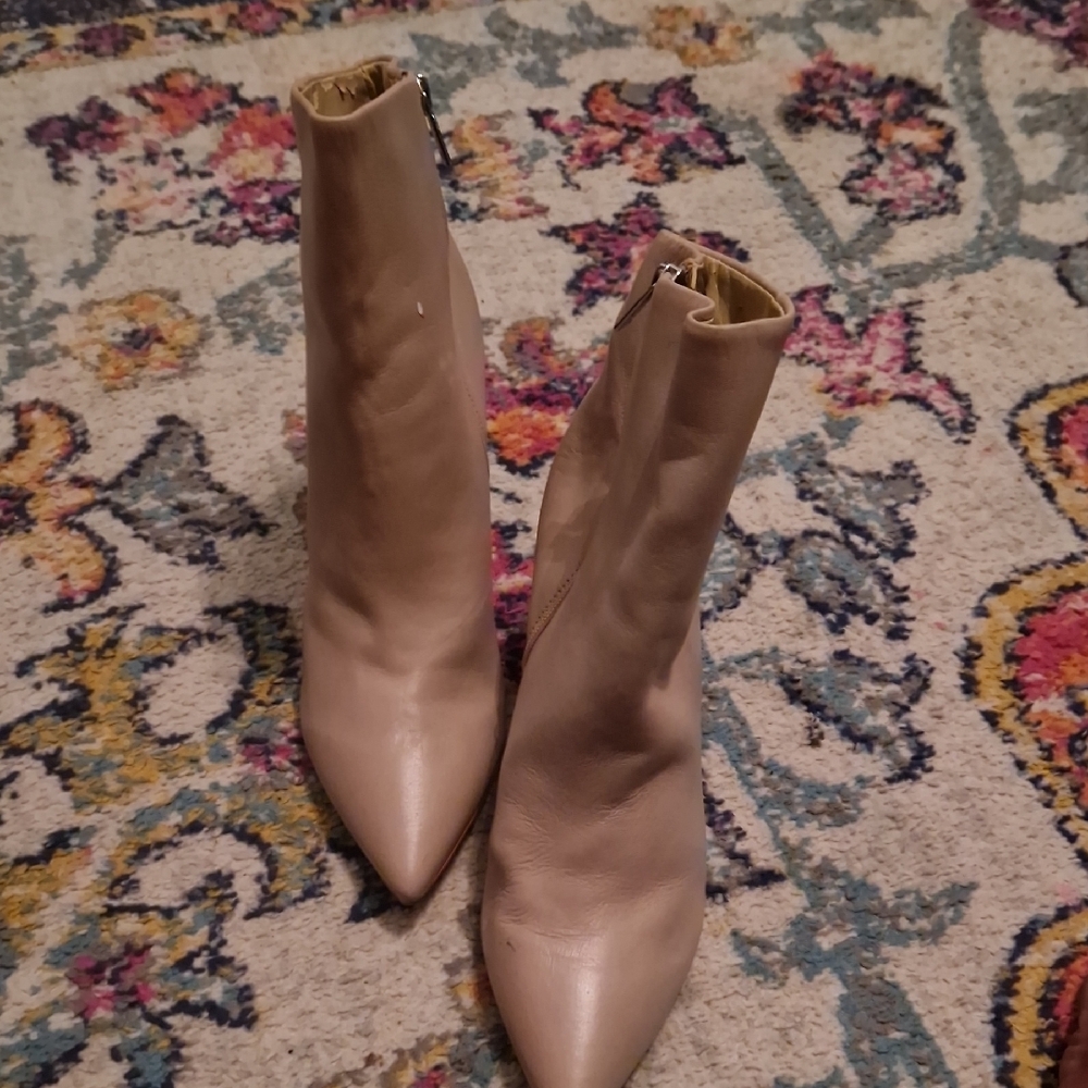 Marks & Spencer Cream Ankle Boots with Medium Heel